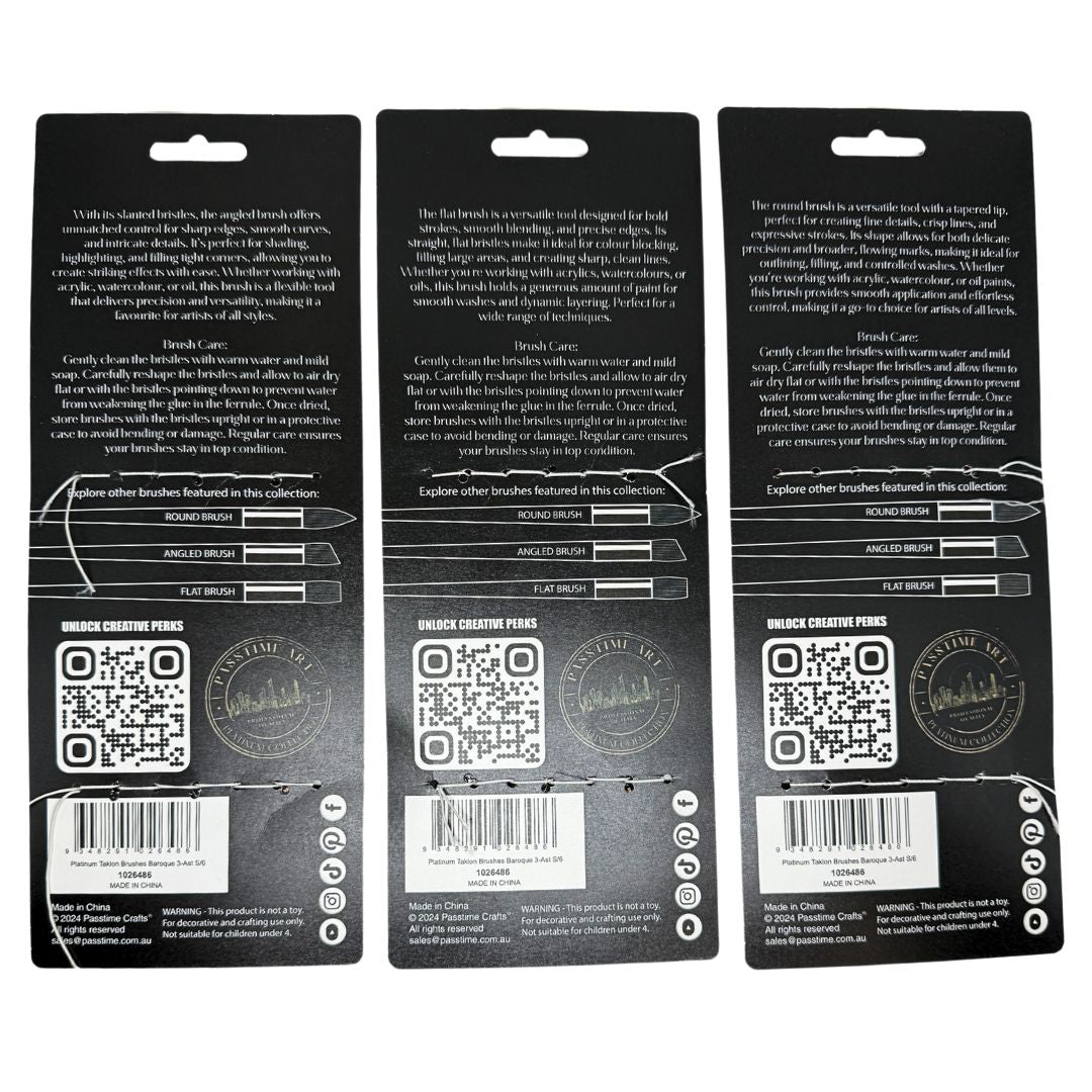 Platinum Taklon Brushes Baroque 3-Ast S/6