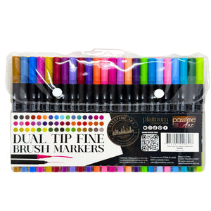 Platinum Dual-Tip Fine/Brush Markers S/48