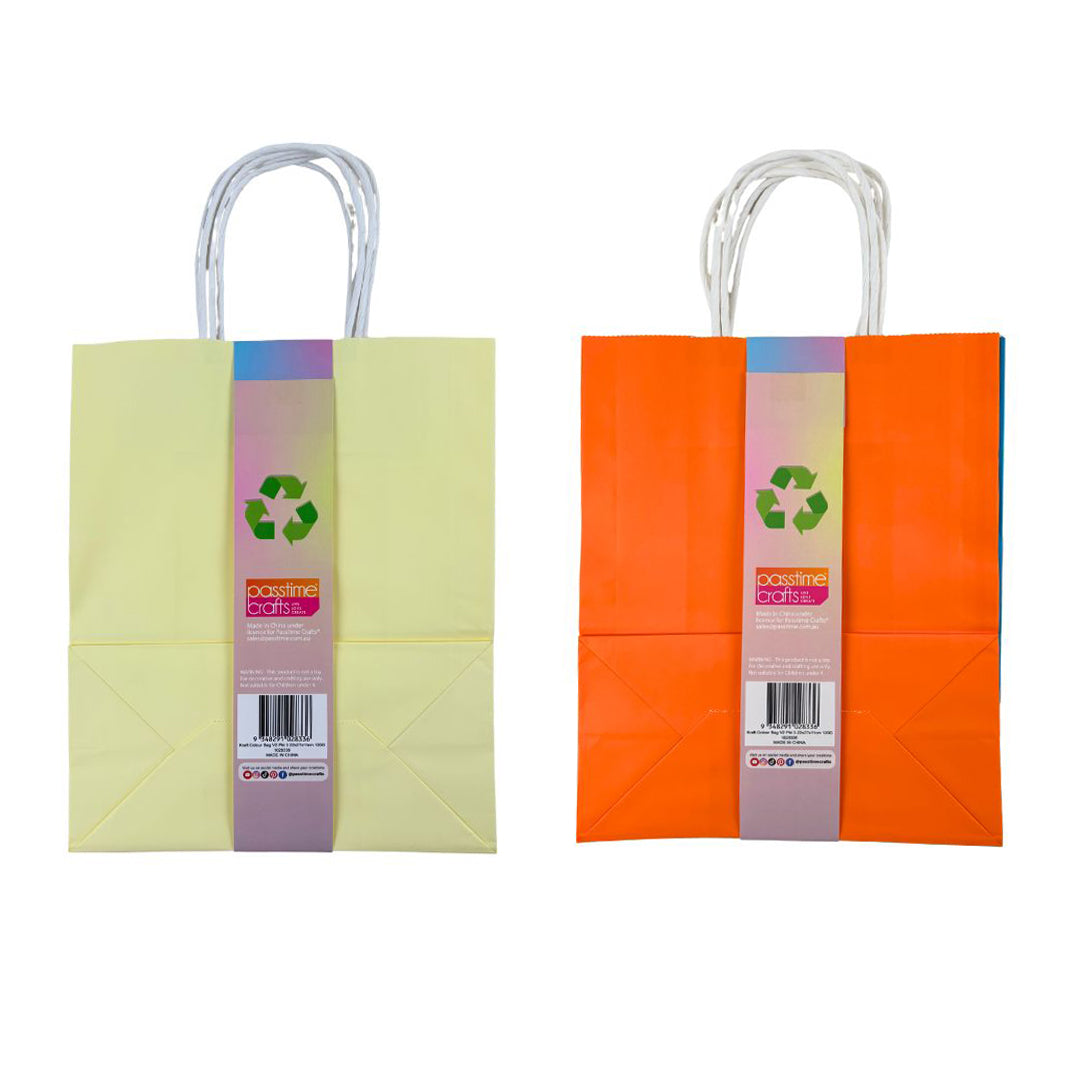 Kraft Colour Bags Multi-Colour Mix 22x26.5cm - Pack of 3