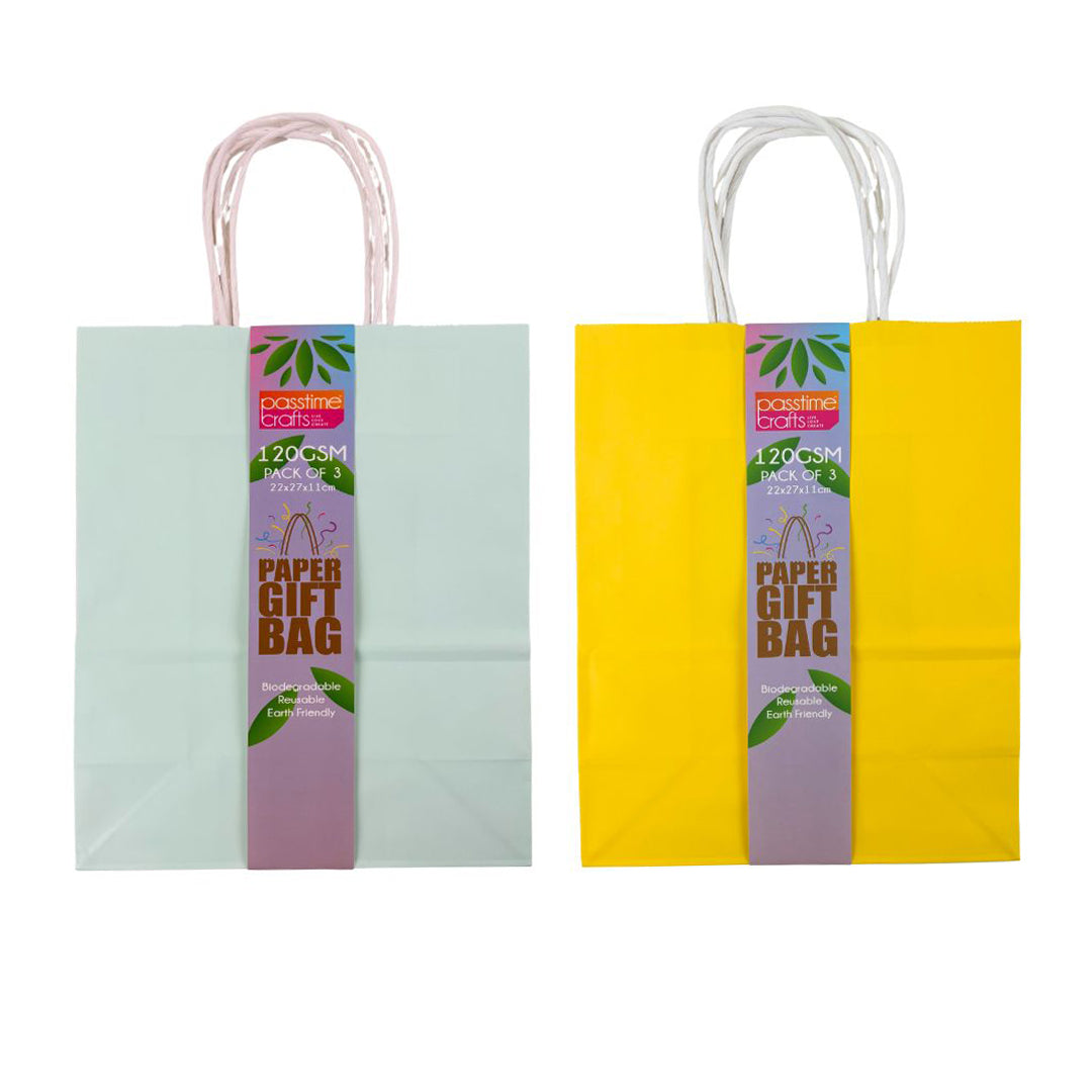 Kraft Colour Bags Multi-Colour Mix 22x26.5cm - Pack of 3