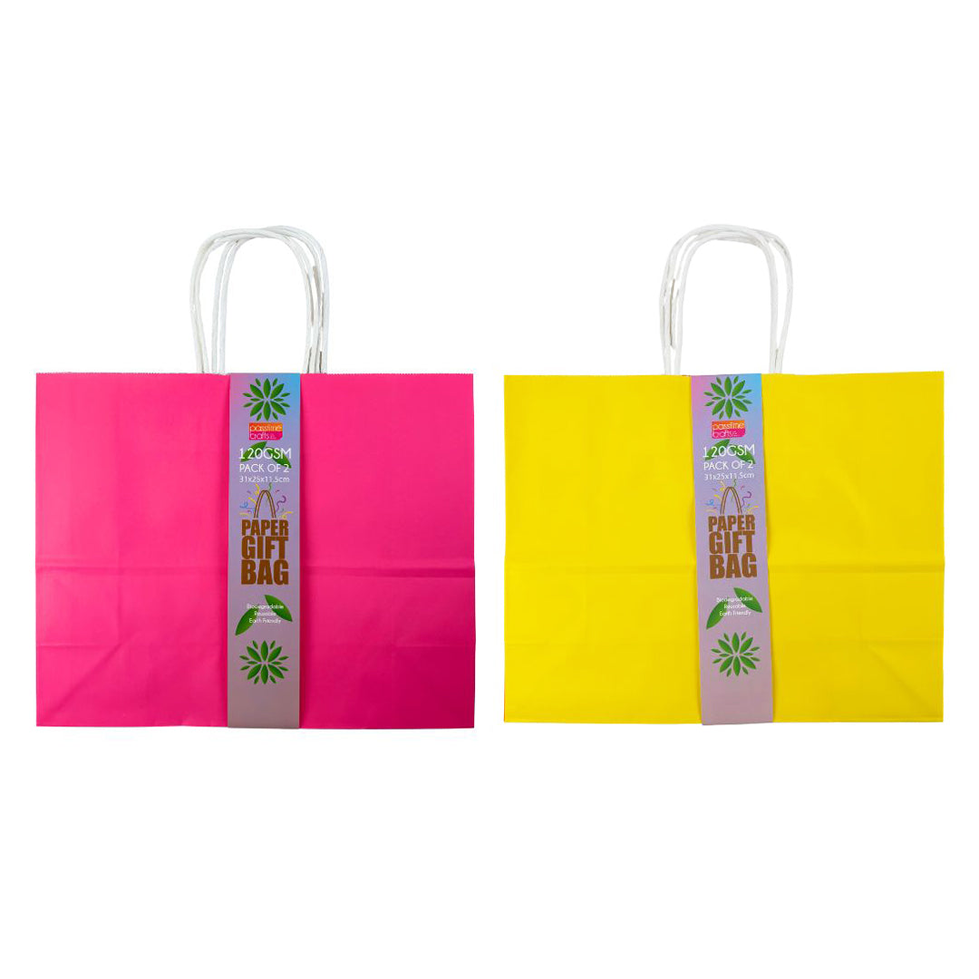 Kraft Colour Bags Multi-Colour Mix 31x25x11.5cm - Pack of 2