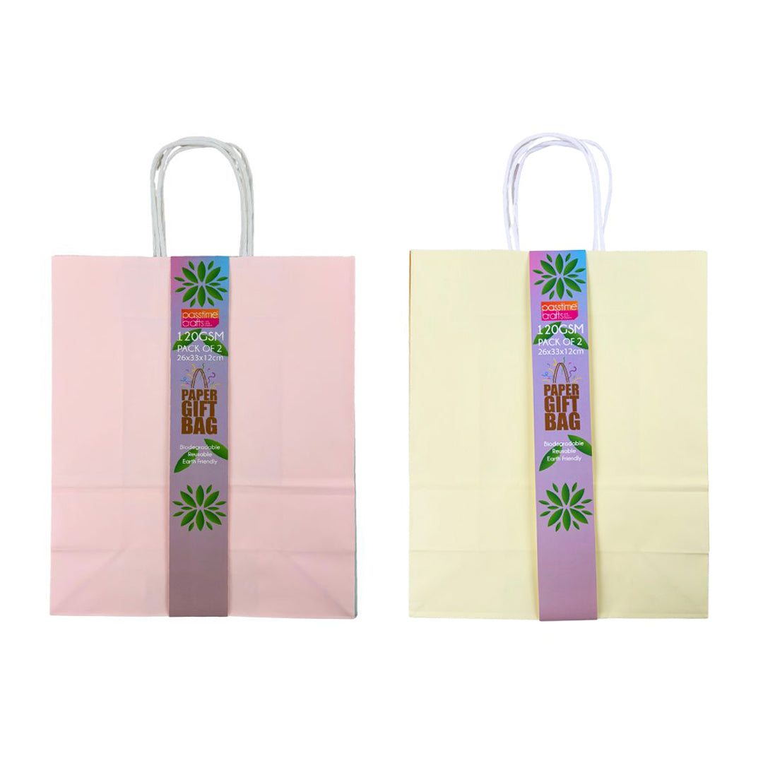 Kraft Colour Bags Multi-Colour Mix 26x33cm - Pack of 2