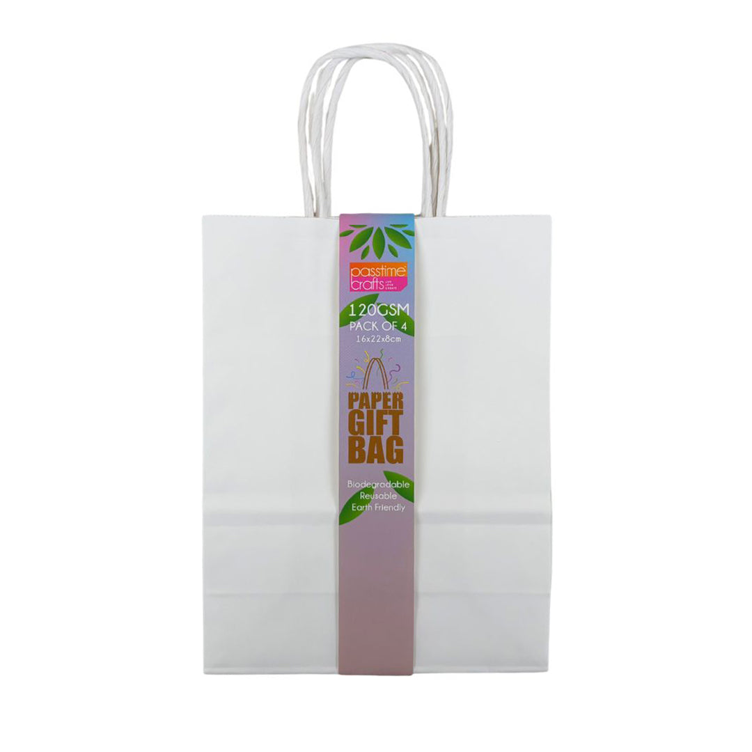 Kraft White Paper Bags 16.5x22cm - Pack of 4