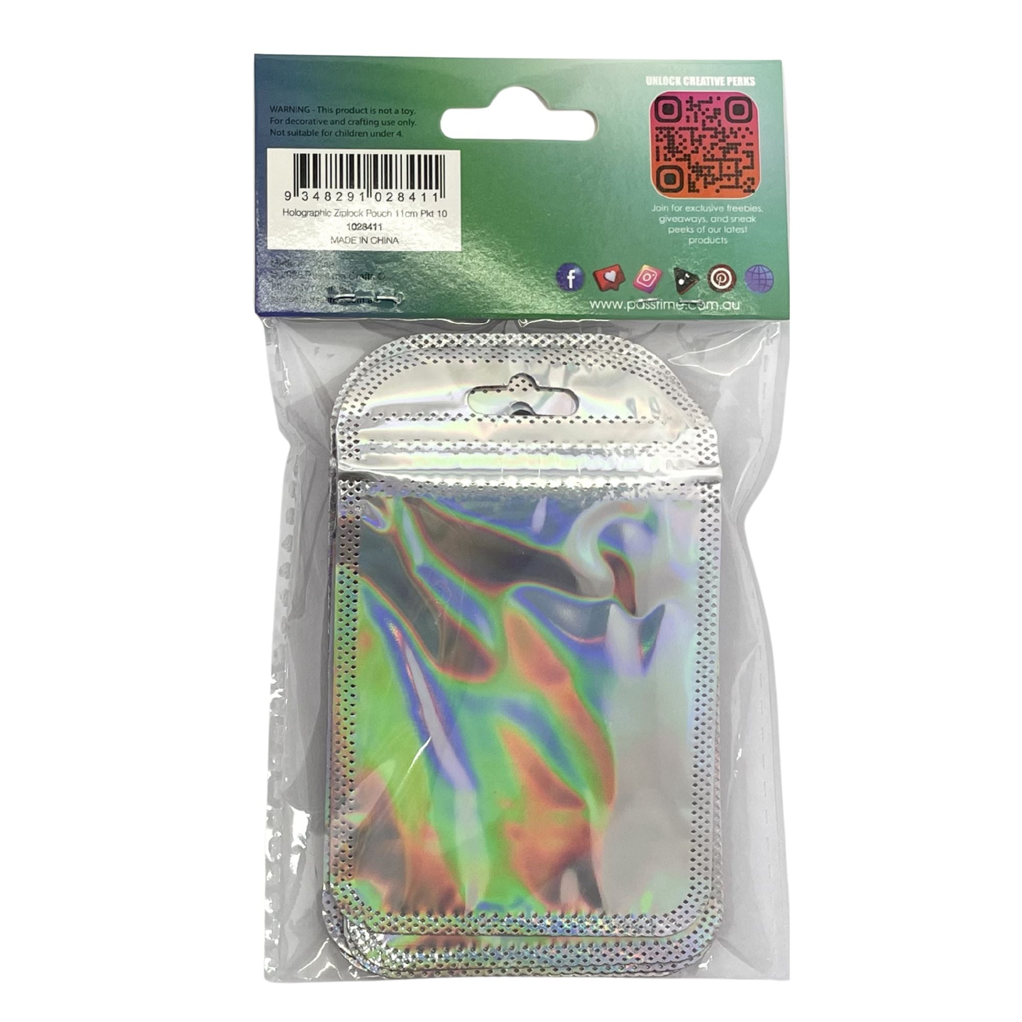 Pink Holographic Ziplock Bags 11cm - Pack of 10
