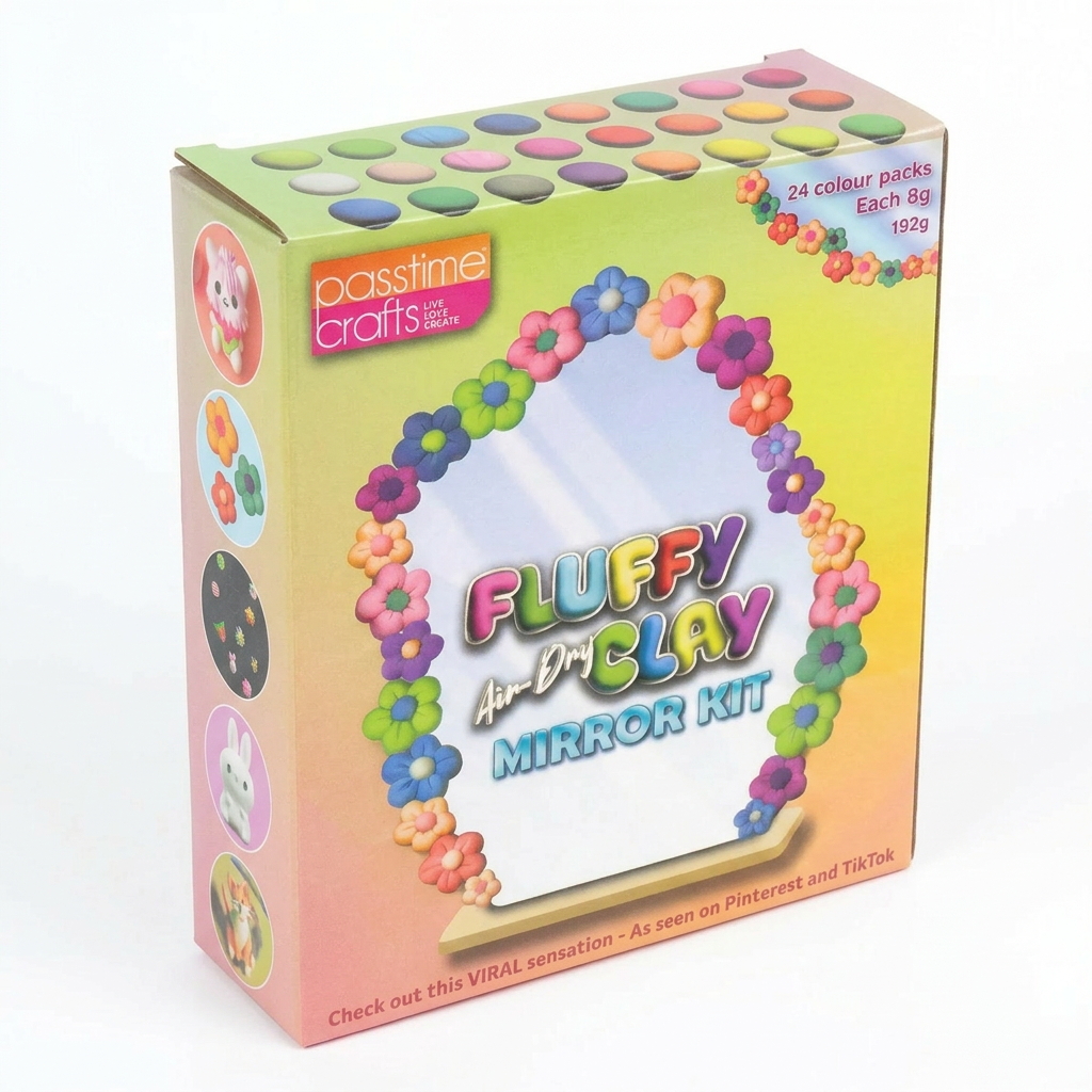 Fluffy Air-Dry Clay Mirror DIY Kit