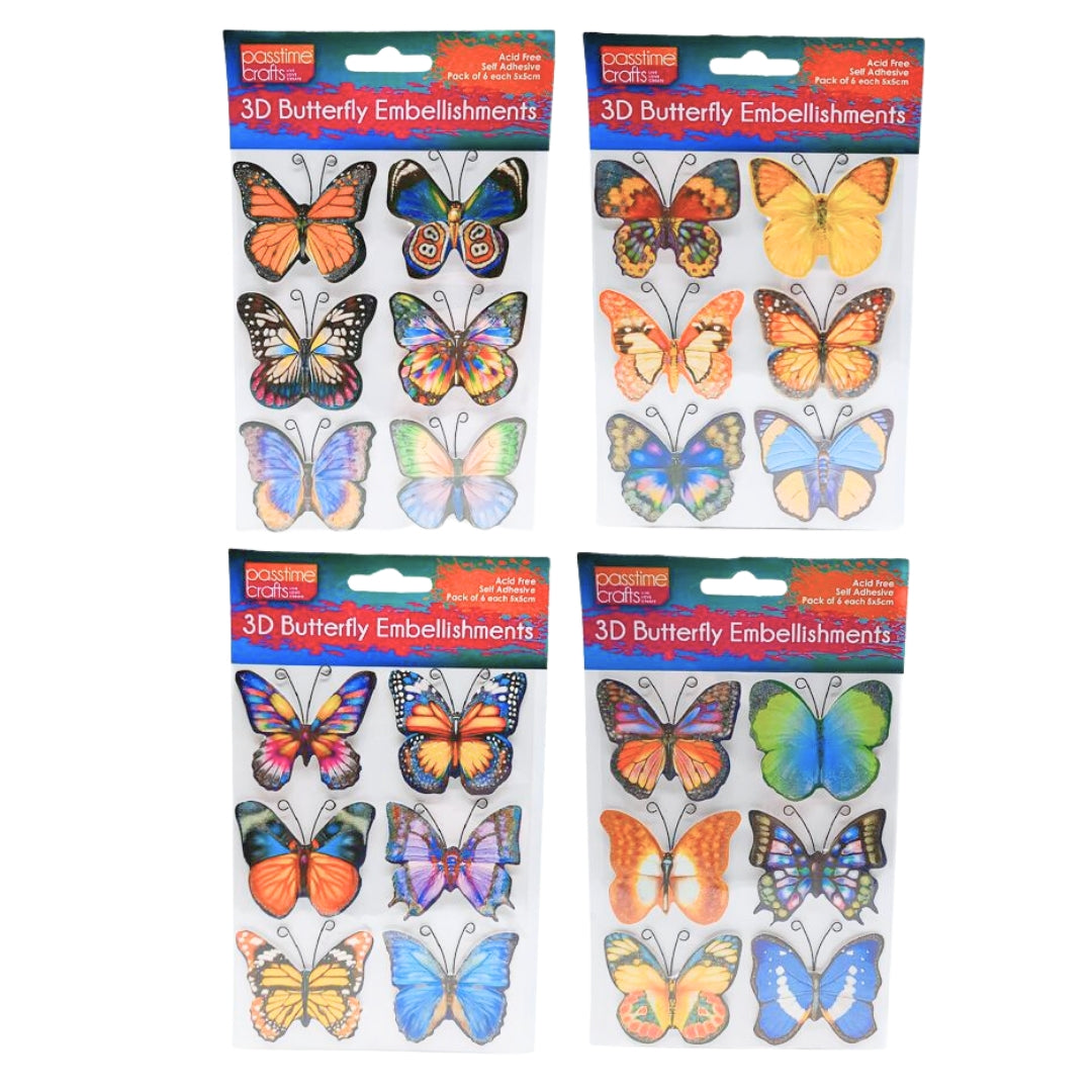 Handmade Sticker 3d Butterflies 15cm