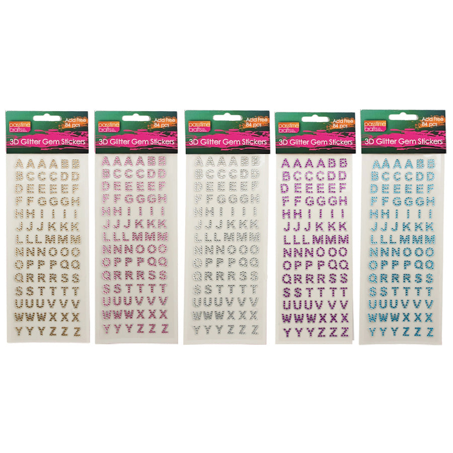 Stickers Alphabet 3D Glitter 2mm 84 Pce-P
