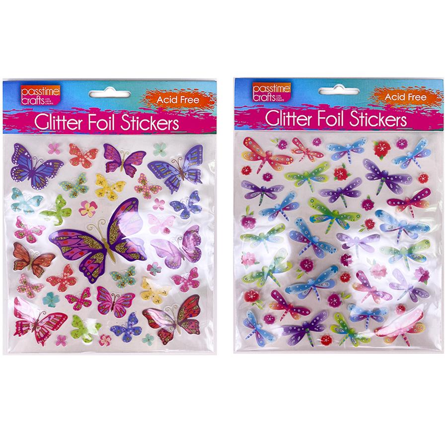 Sticker Glitter Foil B/Fly D/Fly 15x16cm