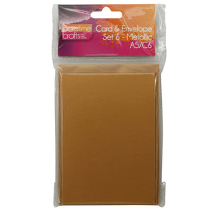 Card/Envelope Metallic 6pce A5/C6-Gold-D