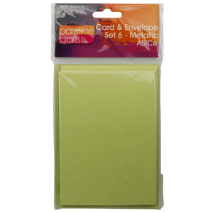 Card/Envelope Metallic 6pce A5/C6-Lime-D