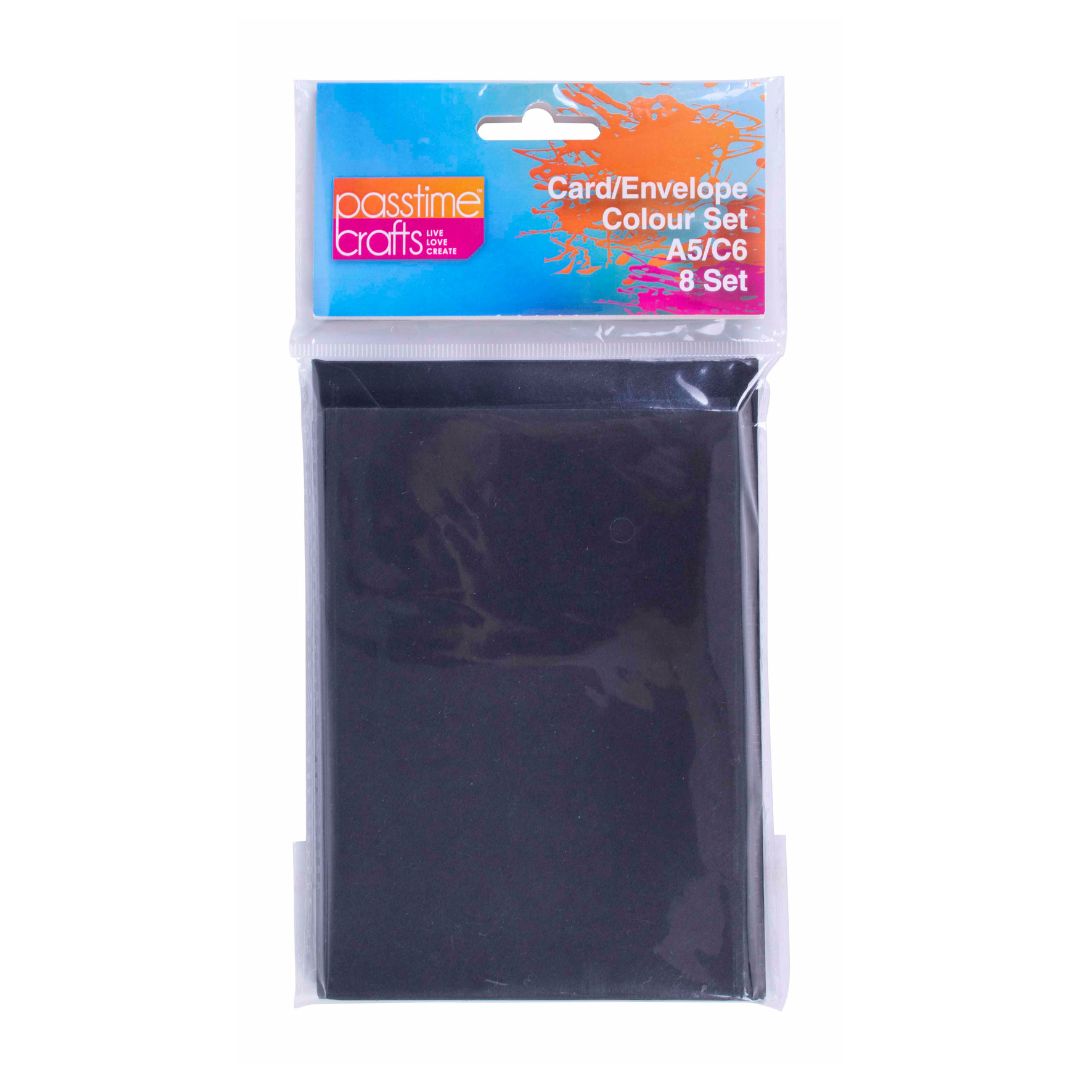 Card/Envelope Colour 8pce A5/C6-Black-P