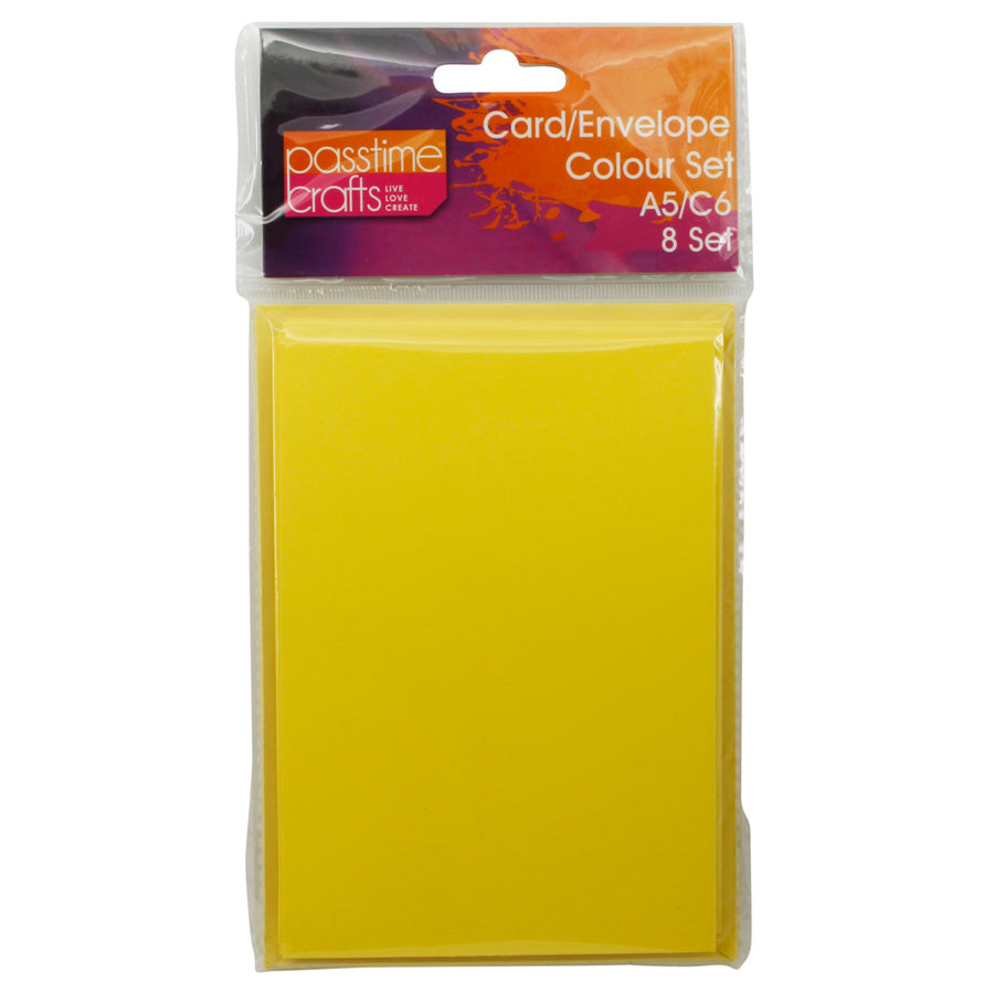 Card/Envelope Colour 8pce A5/C6-Yellow-P