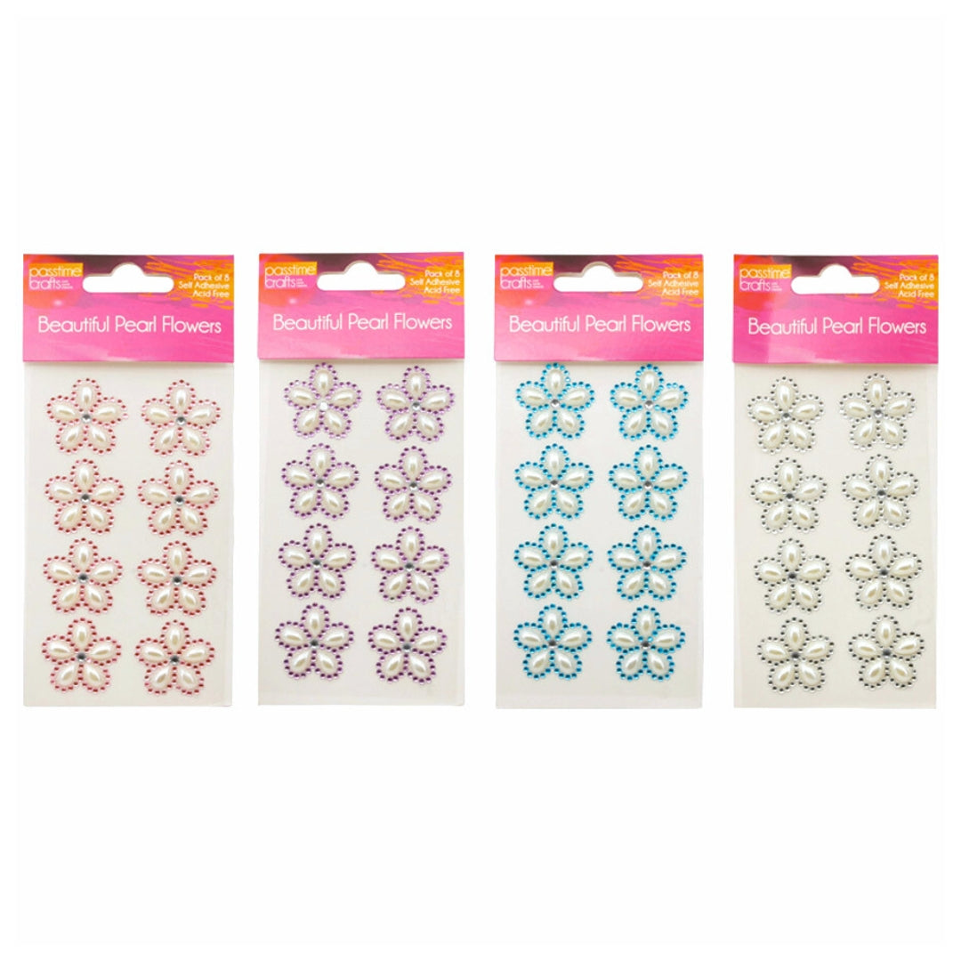 Gemstone/Pearl Flower Stkr Pkt 8-R