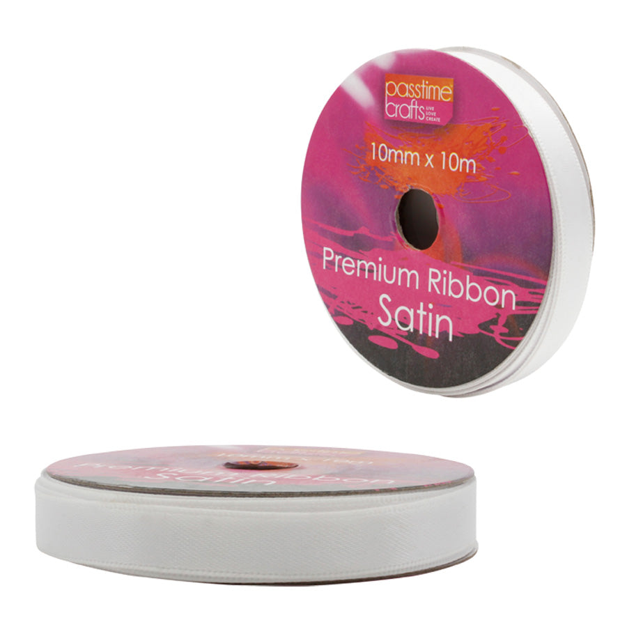 Craft Satin Ribbon White 10mmx10m