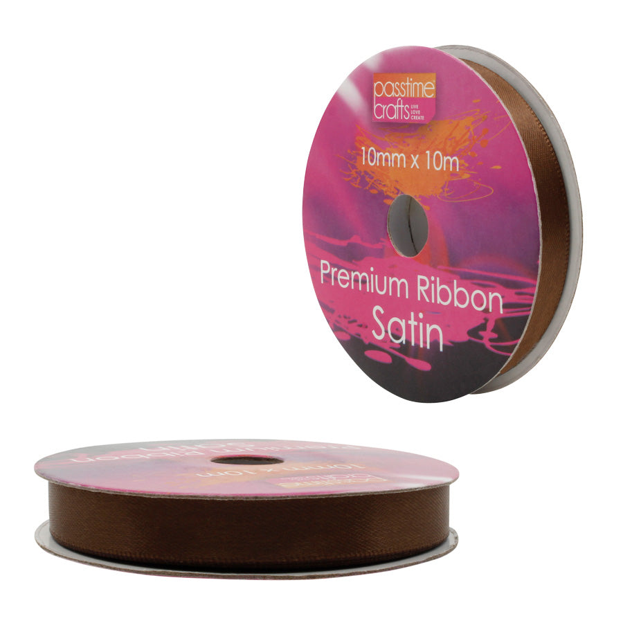 Satin Ribbon Choc/Dusty Rose 10mmx10m-P