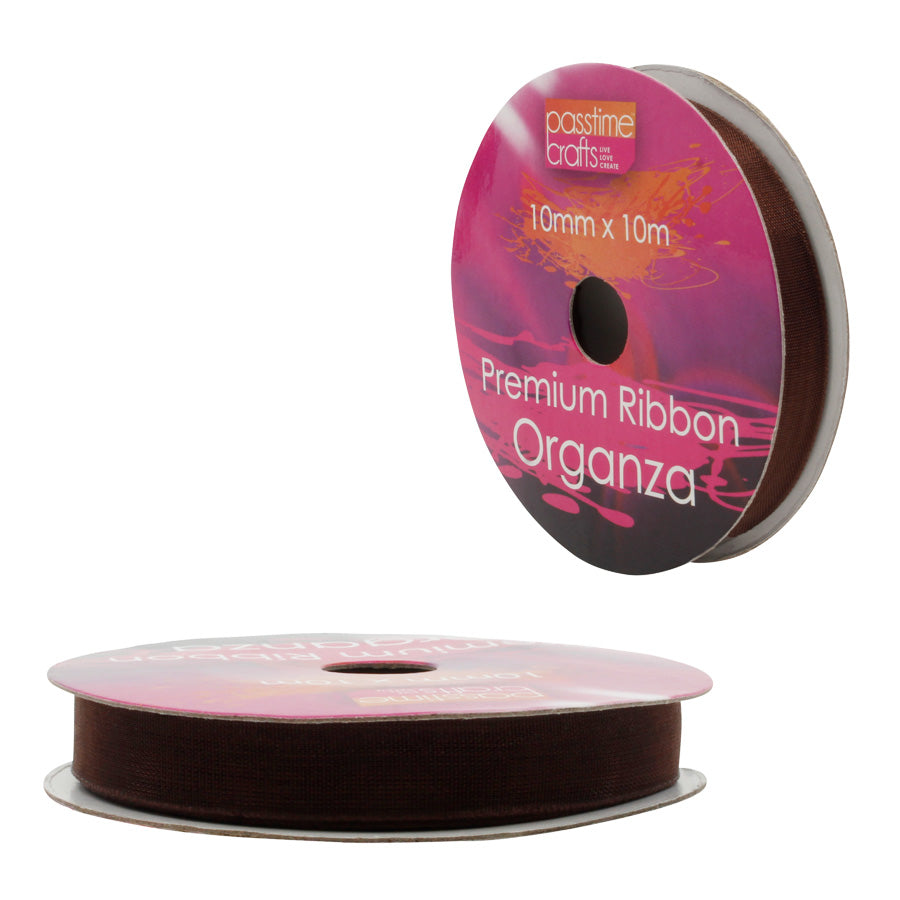 Organza Ribbon Plum Purple/Choc 10mmx10m-P
