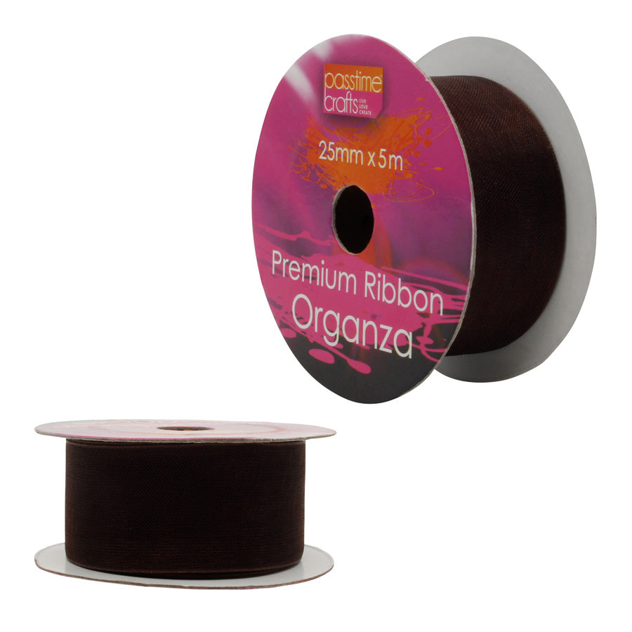 Organza Ribbon Plum Purple/Choc 25mmx5m-P