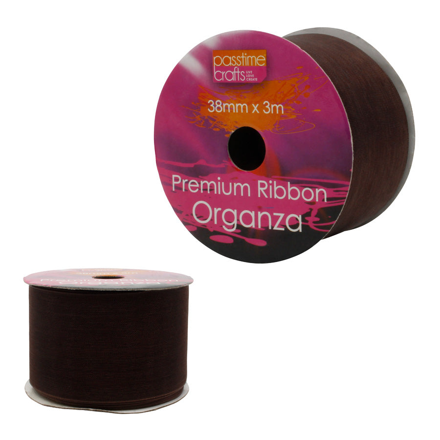 Organza Ribbon Plum Purple/Choc 38mmx3m-P