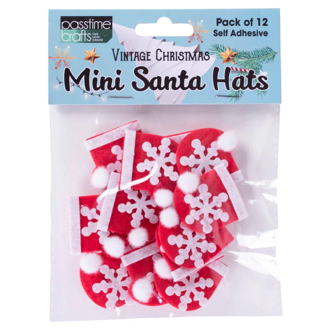 Xmas Mini Santa Hats Pkt 12