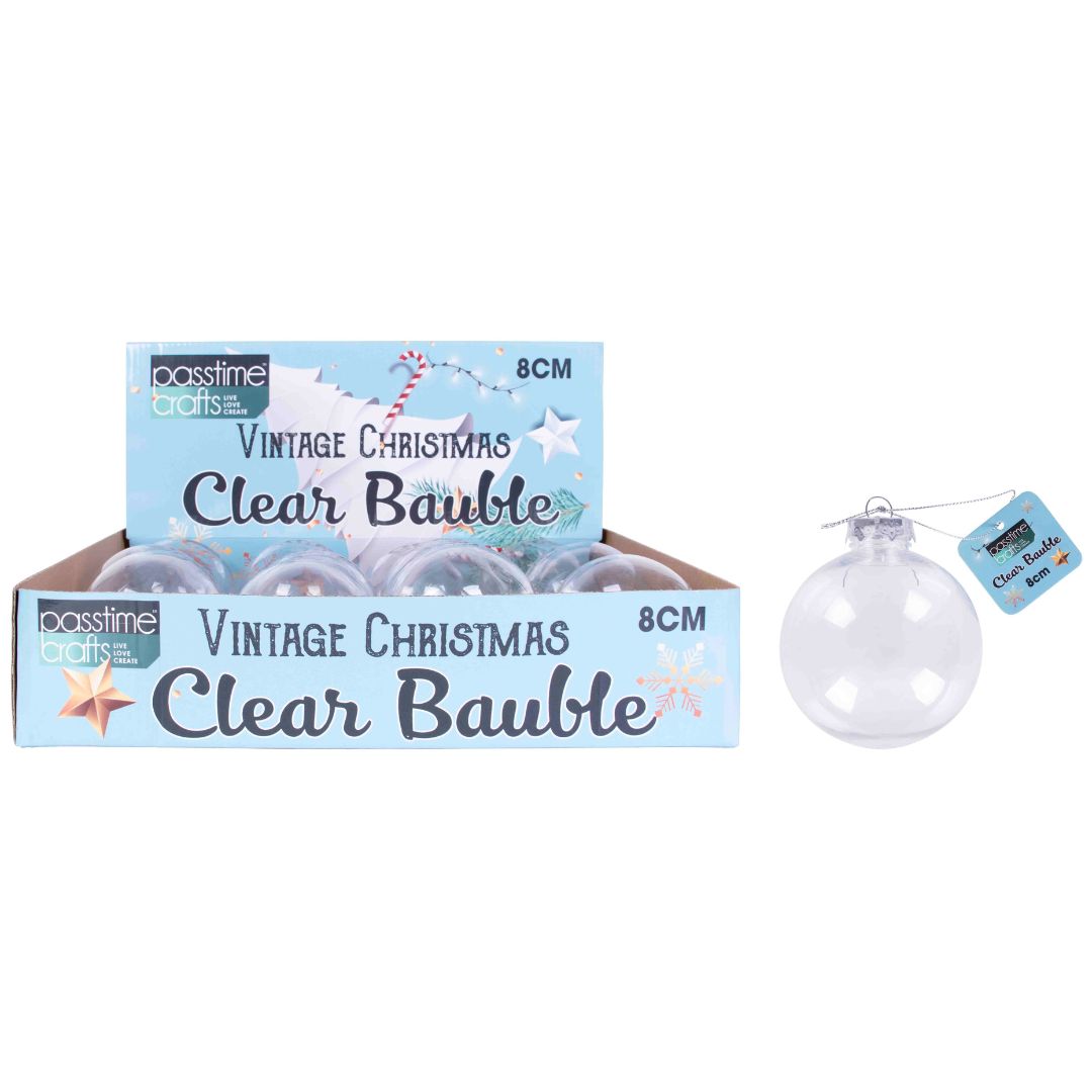 Xmas Clear Bauble 8cm DYI