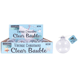 Xmas Clear Bauble 8cm DYI