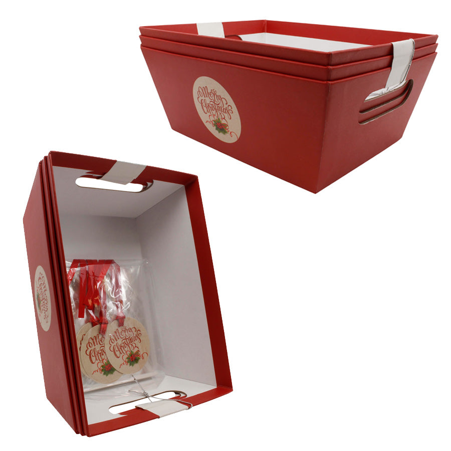 Xmas Printed Gift Hamper W/Cello S/3