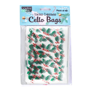 Xmas Printed Cello Bag Med Pkt 40