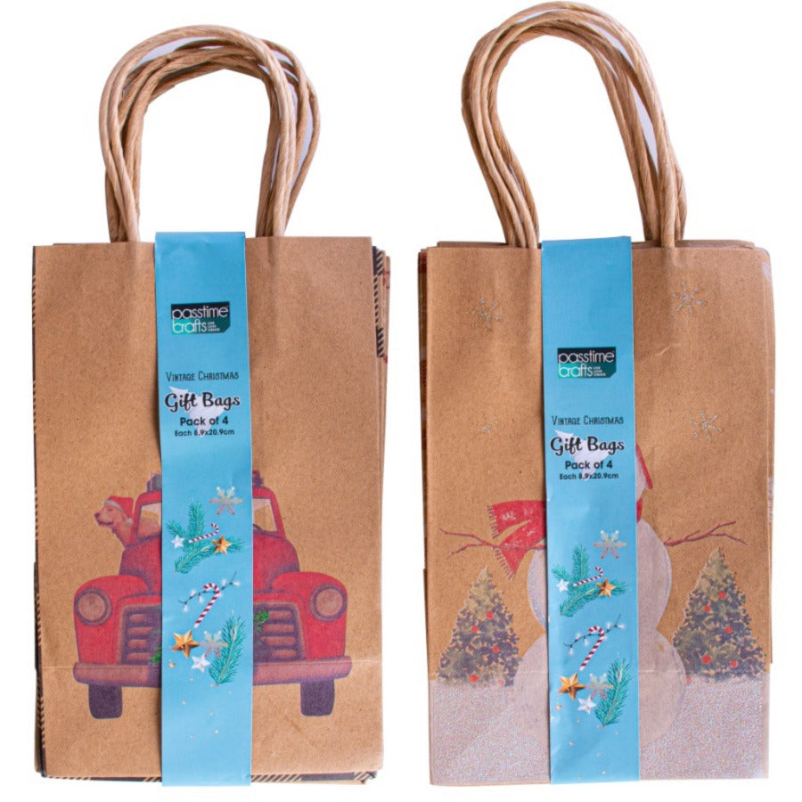 Xmas Gift Bags Pkt 4 - 8.9x20.9cm
