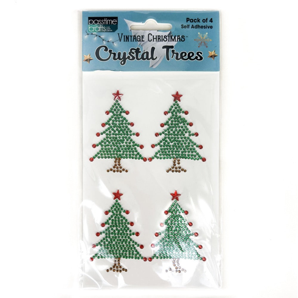 Xmas Crystal Green/Red Trees Pkt 4