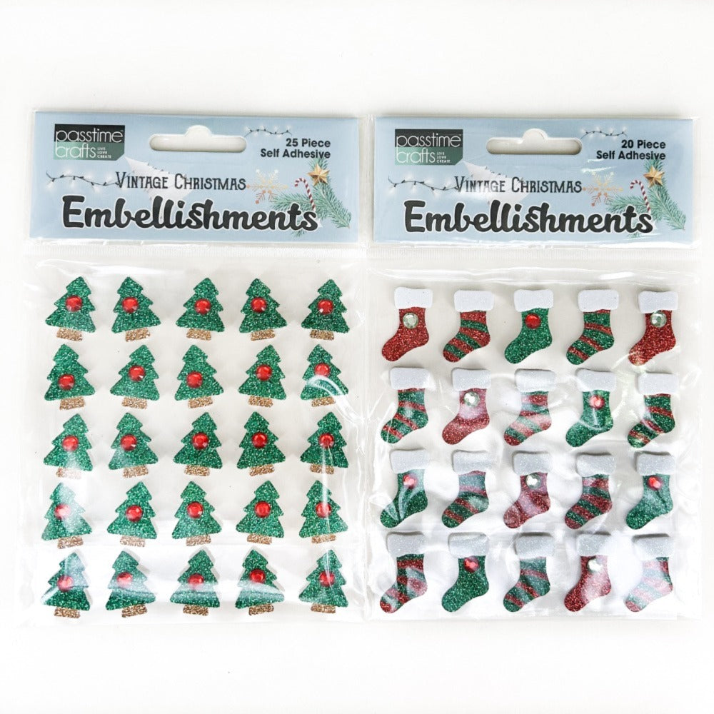 Xmas Embelishments 3 Asst S/Adhes