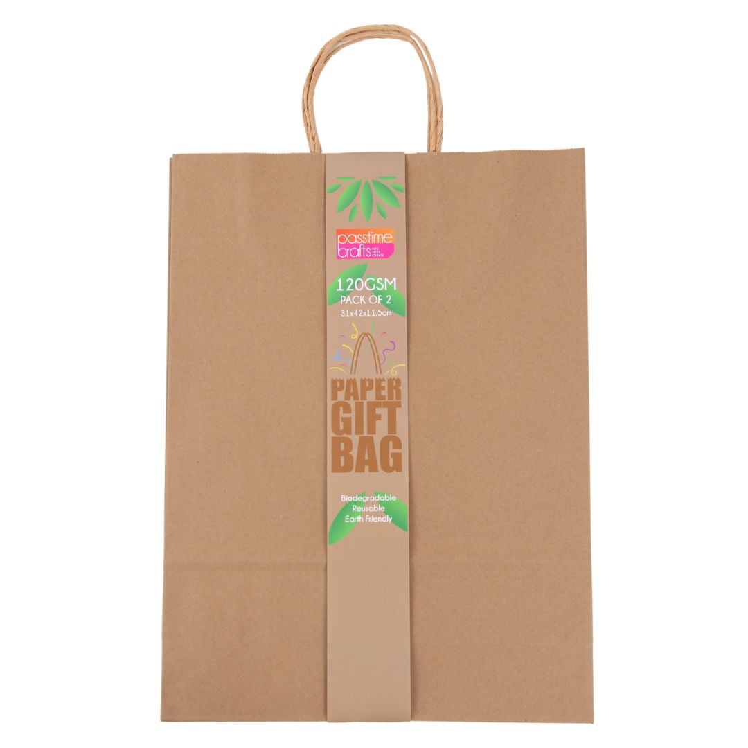Kraft Paper Bag MD Pkt 2 32x12x41cm 120G
