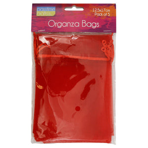 Organza Bags 12x17cm Pkt5-Red