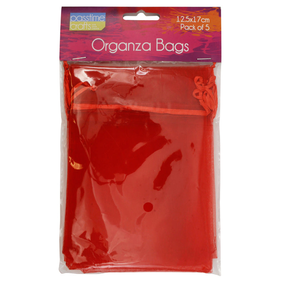 Organza Bags 12x17cm Pkt5-Red