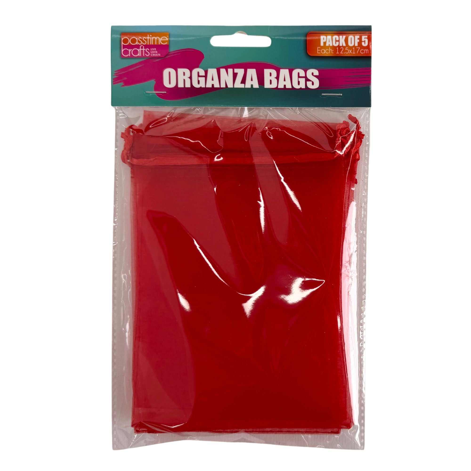 Organza Bags 12.5x17cm Pack of 5 - Red