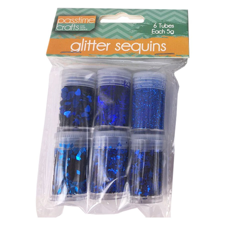 Glitter Sequins Tubes Pkt 6- Blue-D