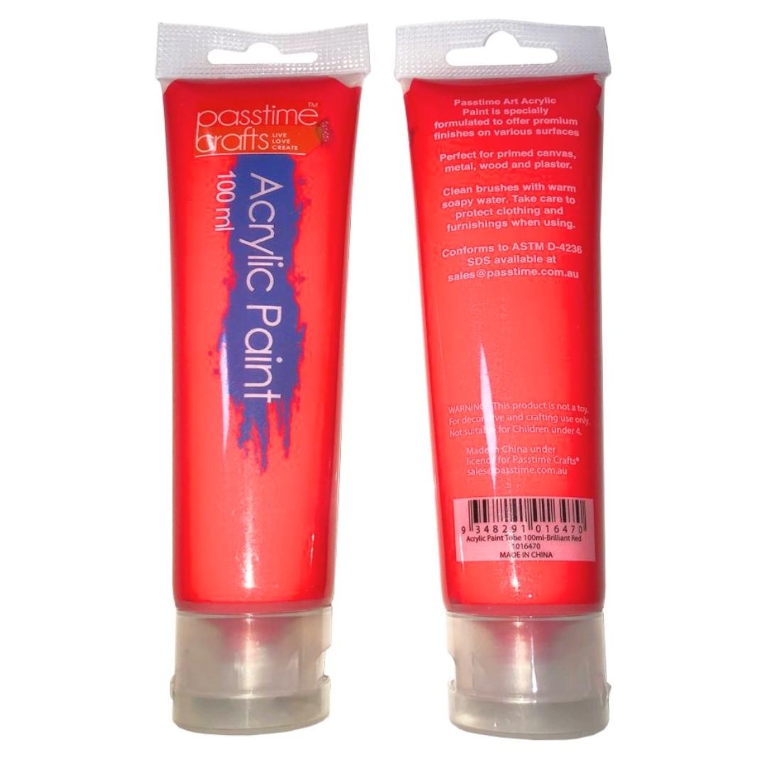 Acrylic Paint Tube 100ml-Brilliant Red