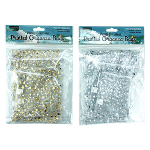 Xmas Printed Organza Bags Pkt 4