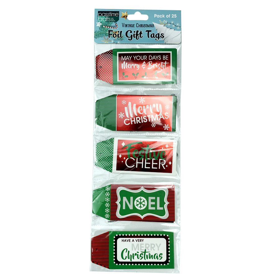Xmas Gift Tag Foil Pkt 25