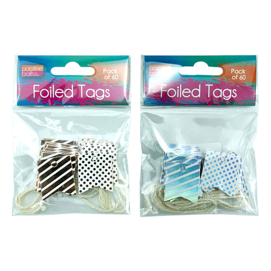 Tags W/Foil Pack 60 W/Twine-D