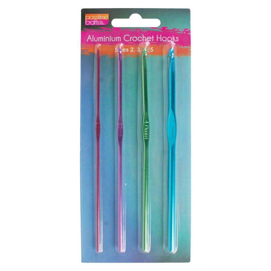 Crochet Hooks Alum/2 3 4 5 M/Colour 4pk