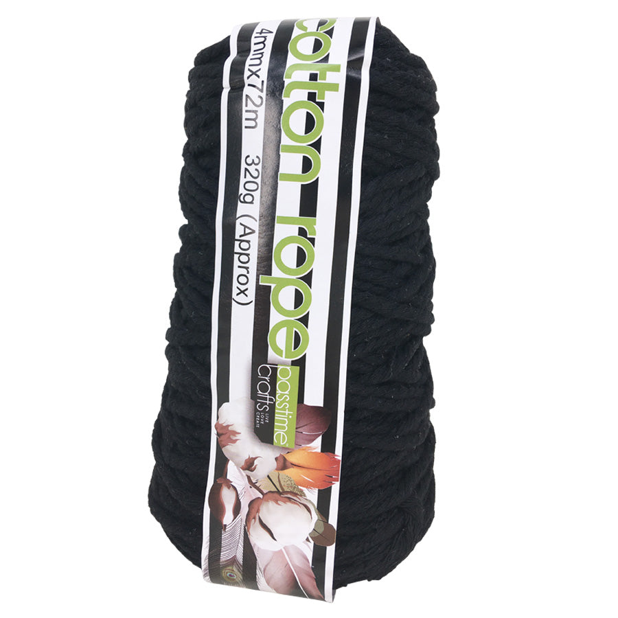 Cotton/R/Col Rope 4mmx72m-Black-P