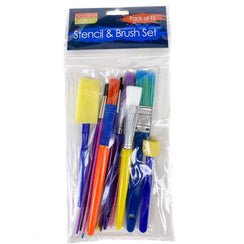 Artist Stencil/Brush Set Pkt 15 Asst