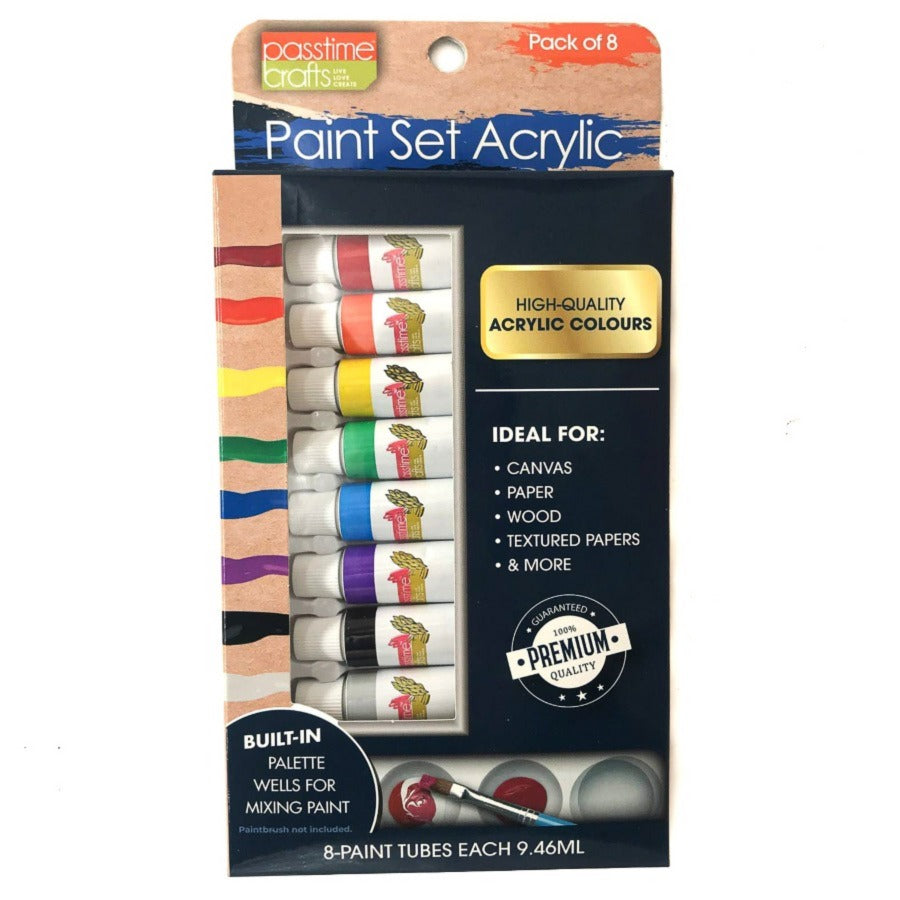 Paint Set Acrylic Basic Pkt 8/T-9ml