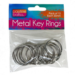 Craft Key Rings Metal 35mm Pkt 12-R