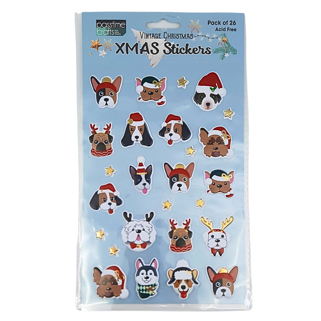 Xmas Puffy Pooch Stickers Pkt 26