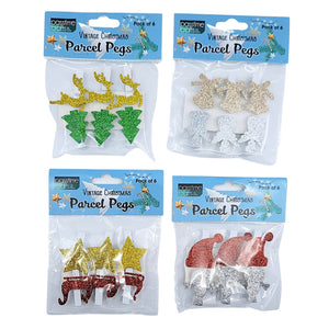 Xmas Designer Pegs Pkt 6