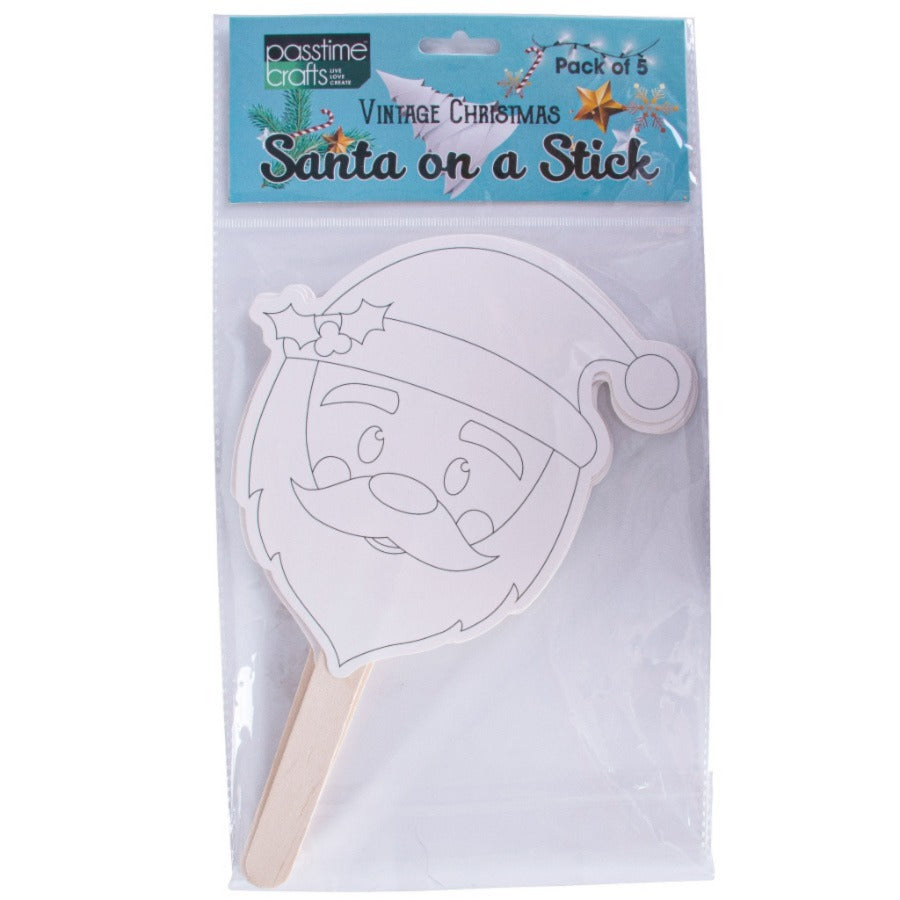 Xmas Santa On A Stick Color in Pkt 5