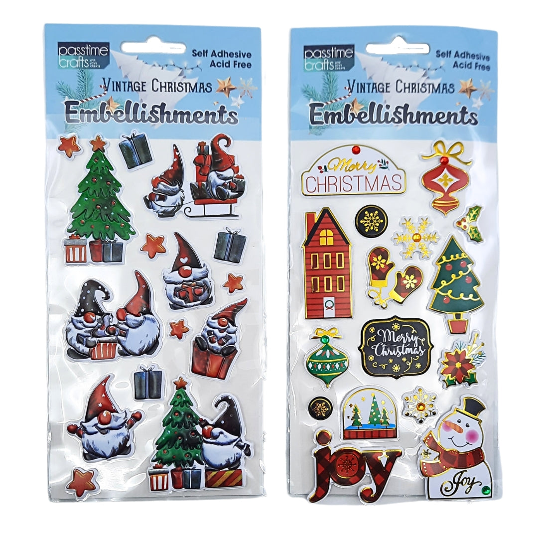 Xmas 3D Premium Puffy Stickers 3 Asst