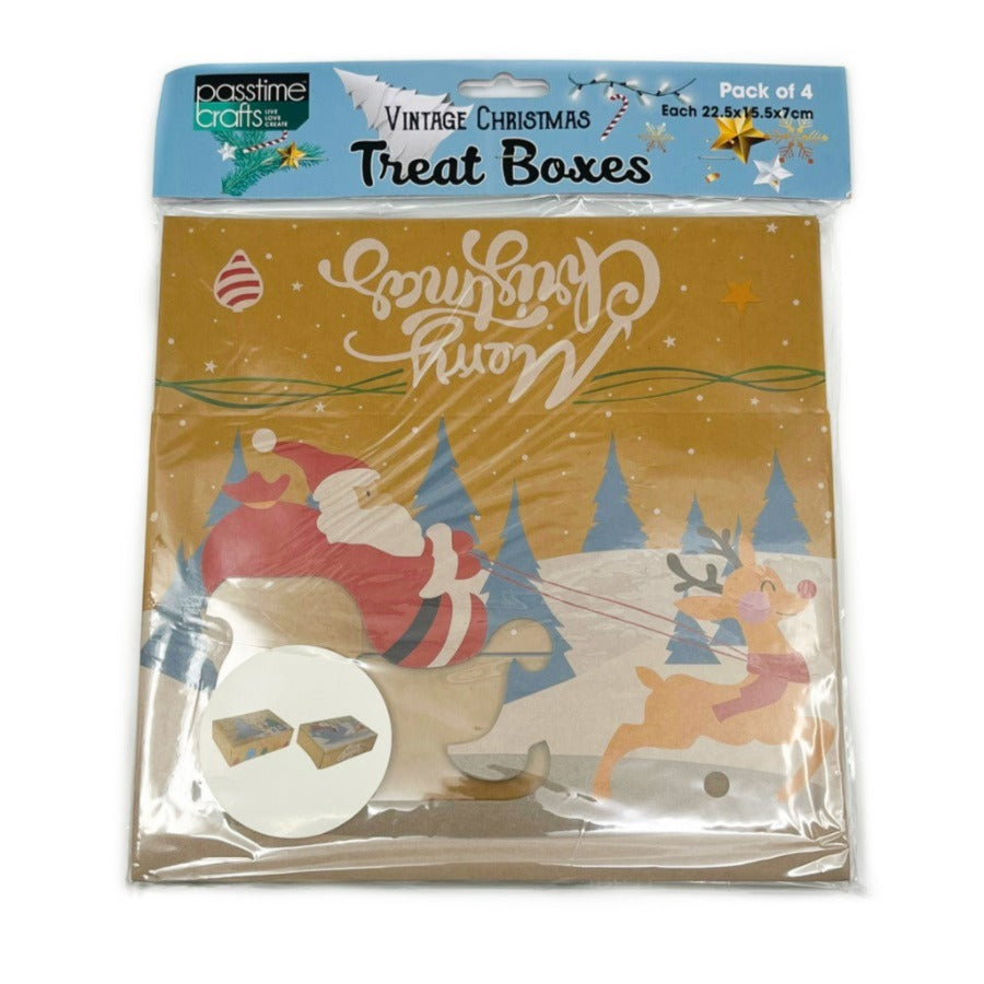 Xmas Treat Boxes W/Diecut Wind Pkt 4