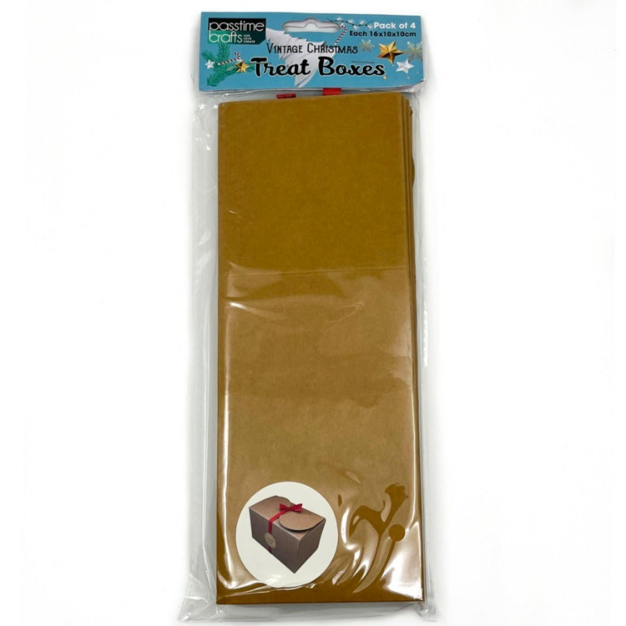 Xmas Treat Boxes Top Fold W/Rib Pkt 4
